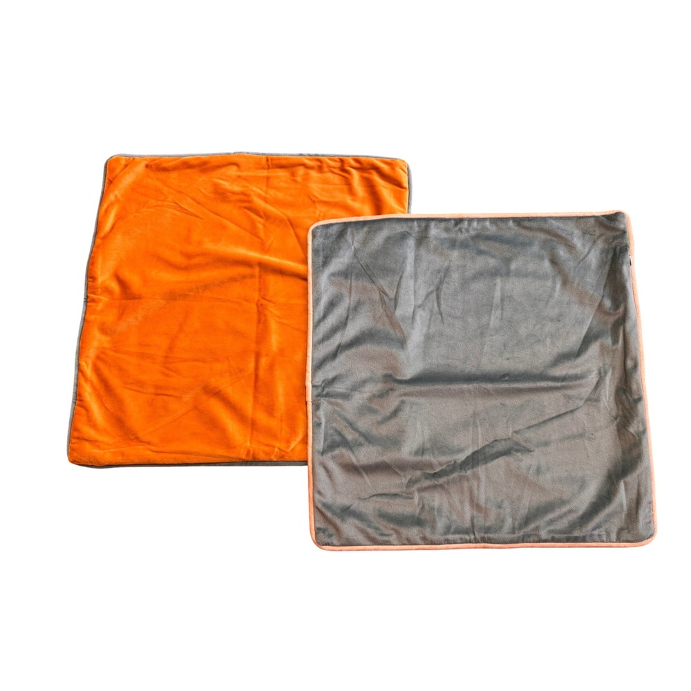 Monday‎ Moose Set of 2 Reversible Velvet Throw Pillow Covers Orange Green Square